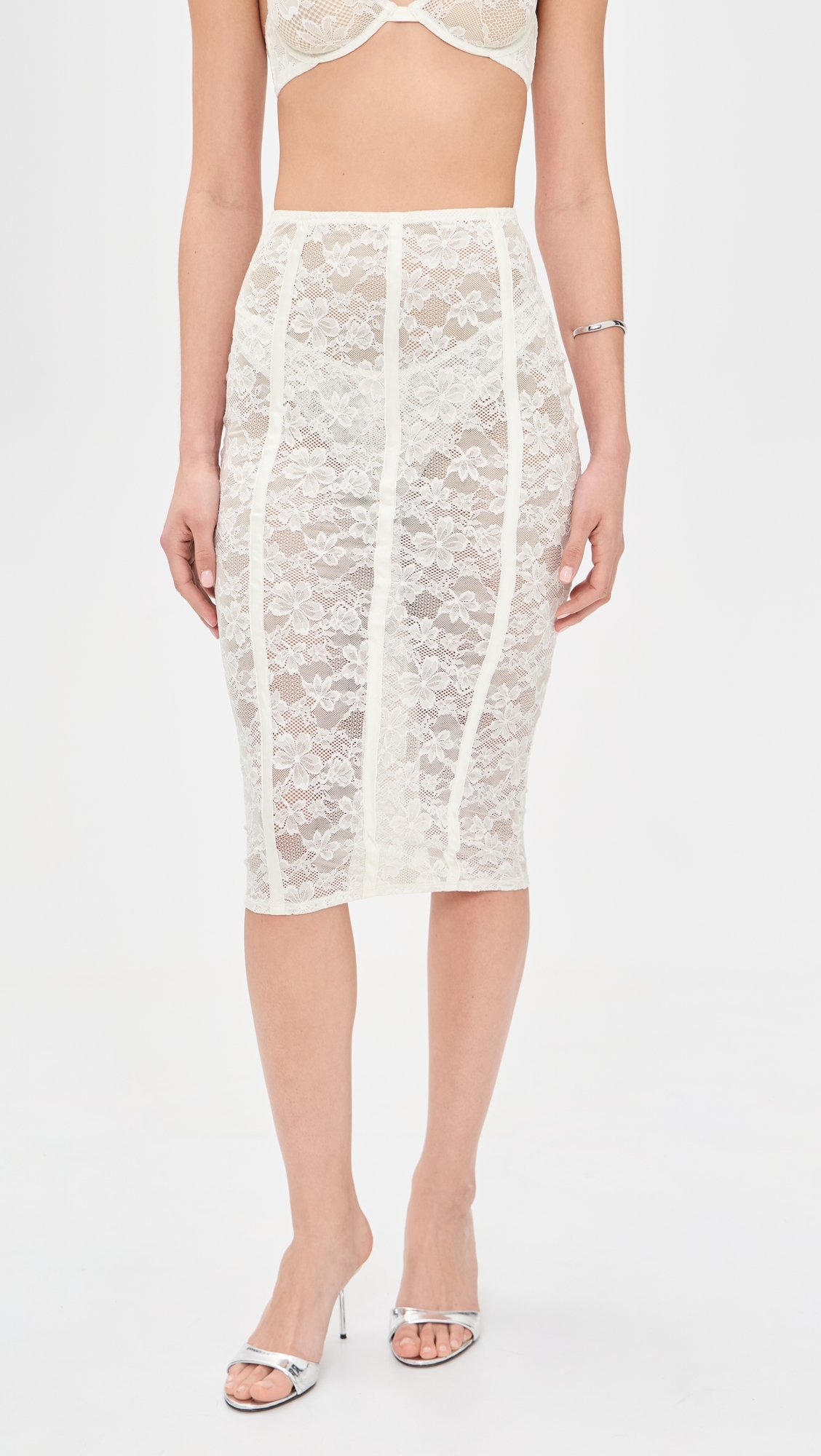 Le Stretch Lace Pencil Skirt Ivory