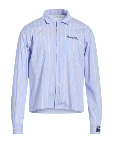 Family First Milano Man Shirt Sky blue Size L Cotton, Polyamide, Elastane