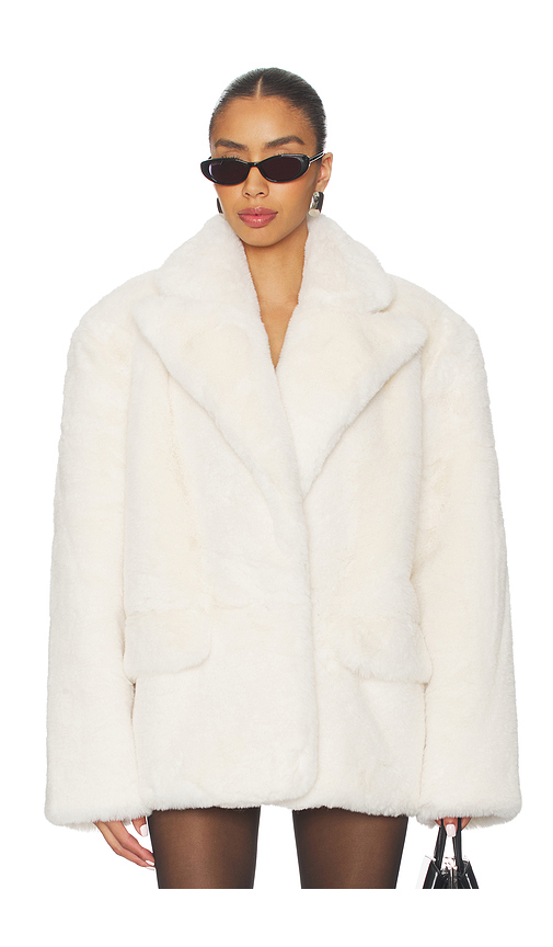 Lovers and Friends Lorelai Faux Fur Coat in Ivory. L also in