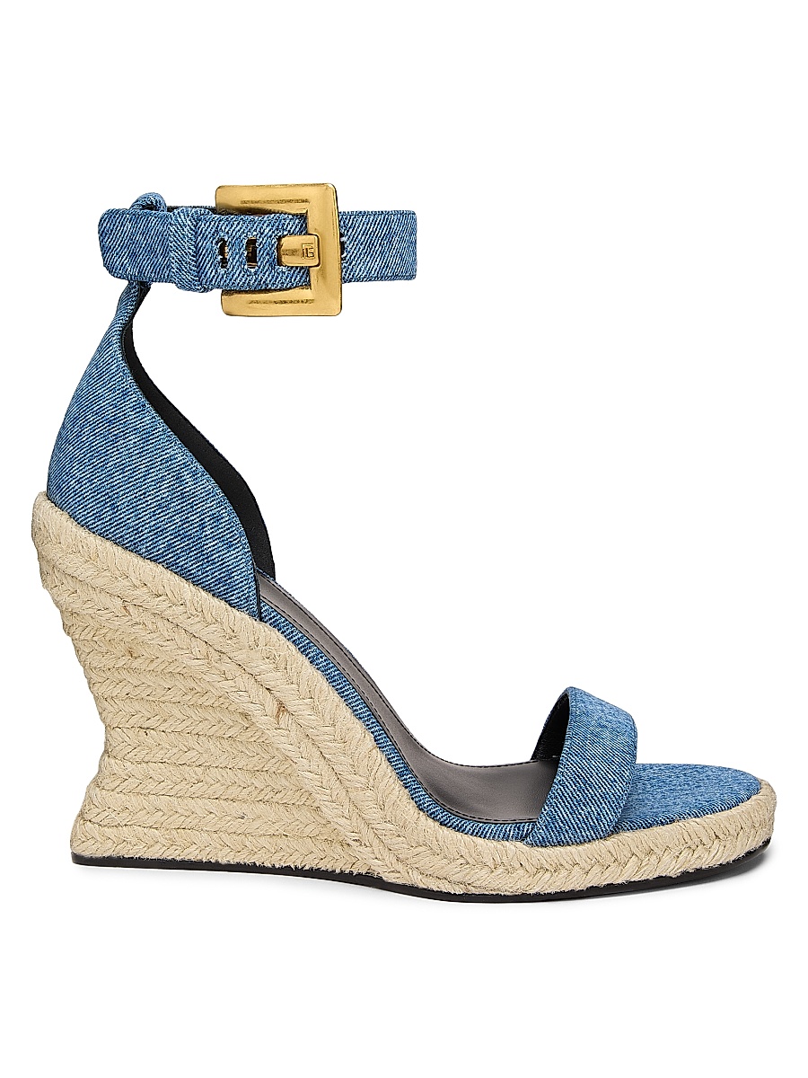 Women's 95MM Espadrille Wedge Denim Sandals - Denim