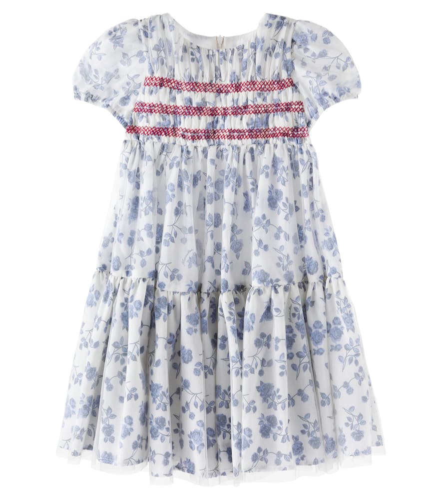 Floral embroidered mesh dress