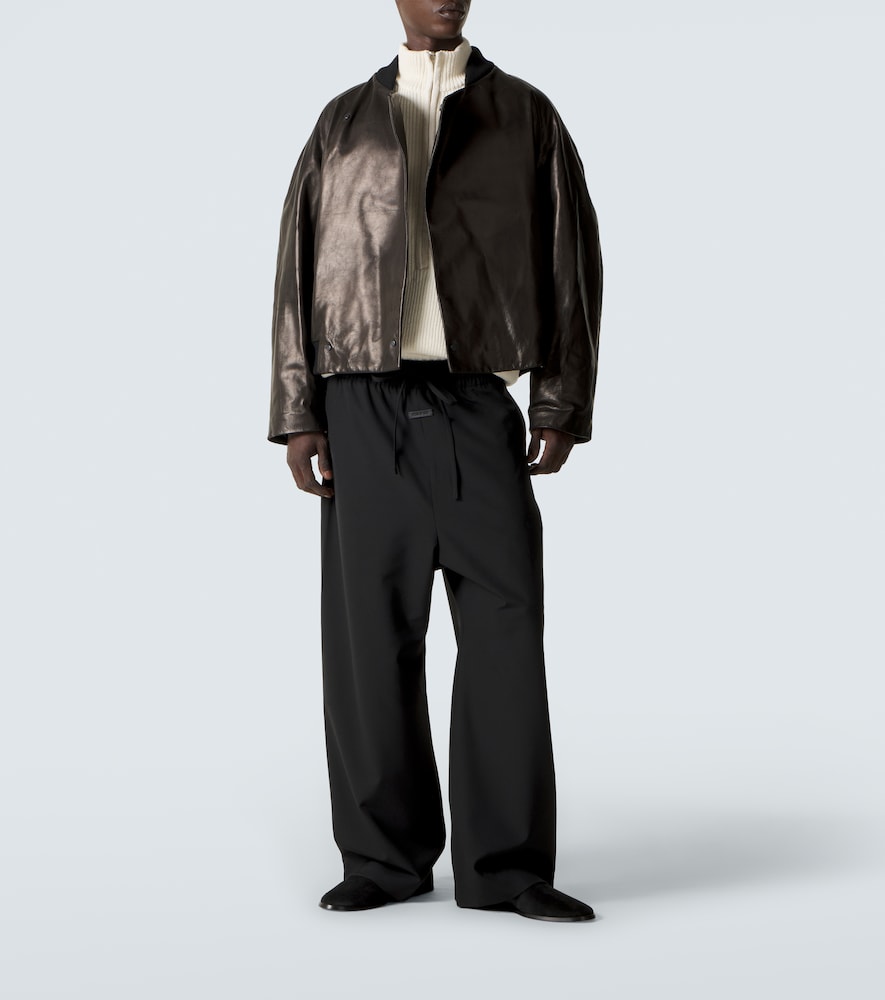 Leather bomber jacket