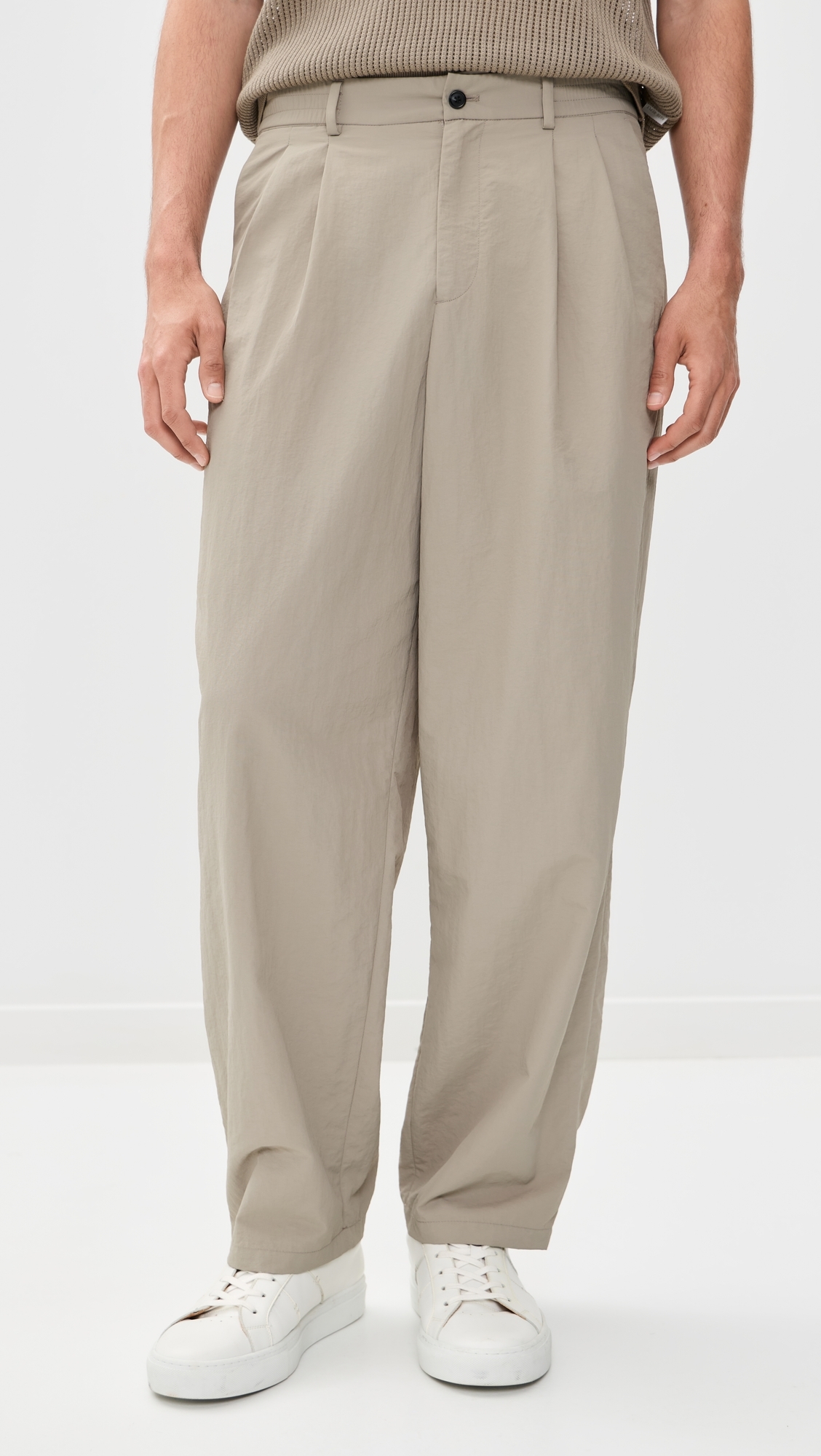 Nylon Pleated Trousers Pumice