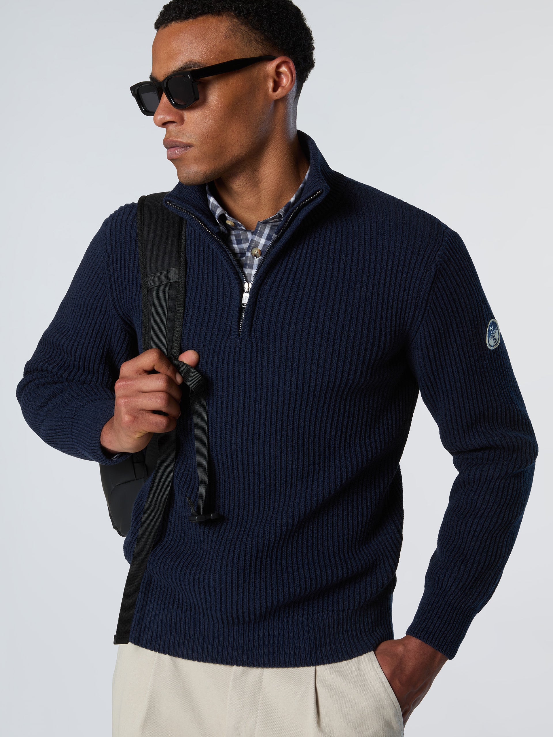 Pullover mit Patentmuster und kurzem Reißverschluss