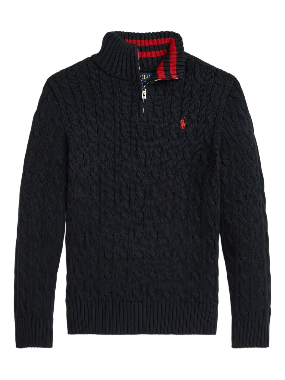 Cable knit quarter-zip jumper - Black