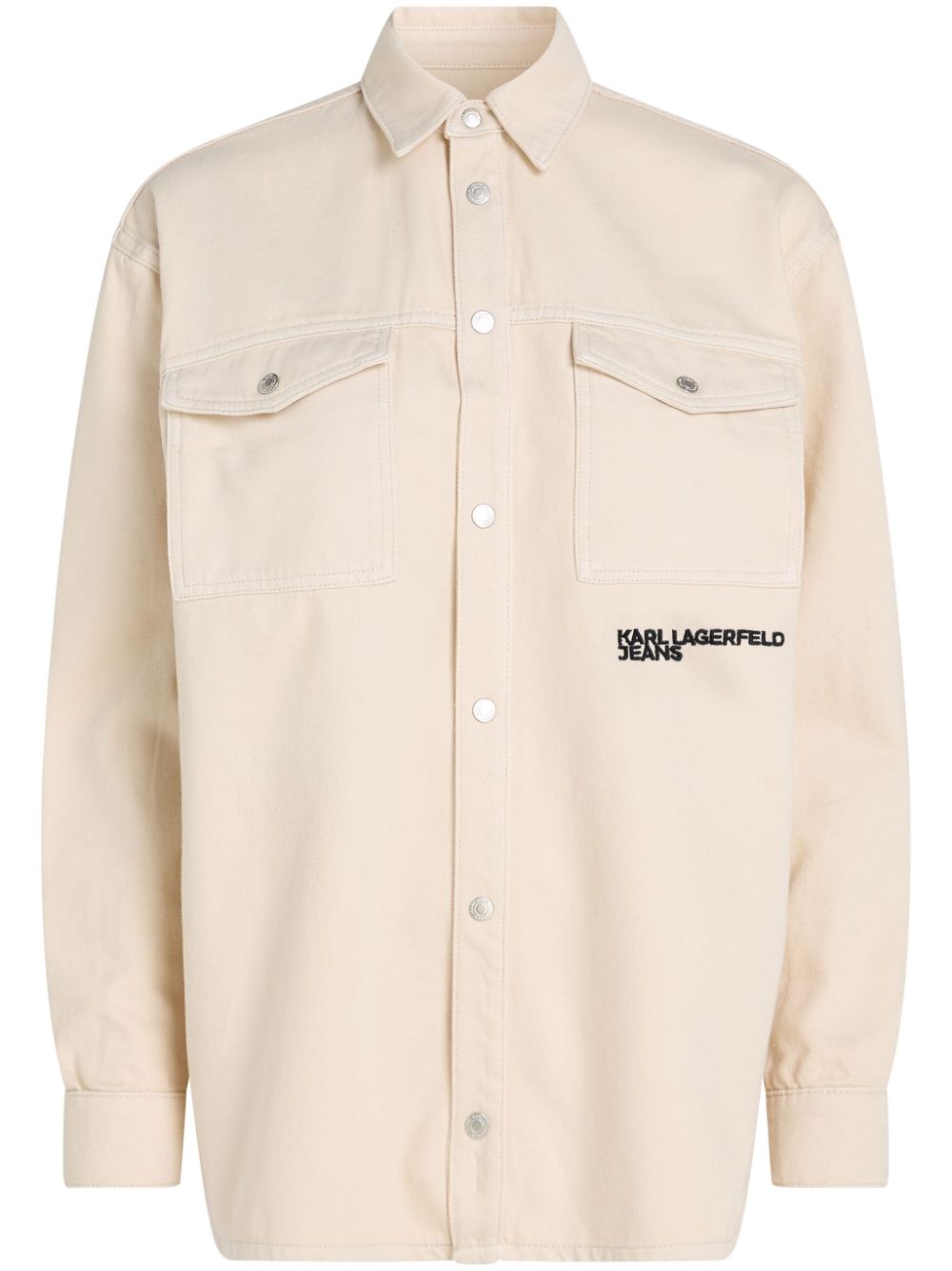 Logo-embroidered organic cotton shirt - Neutrals