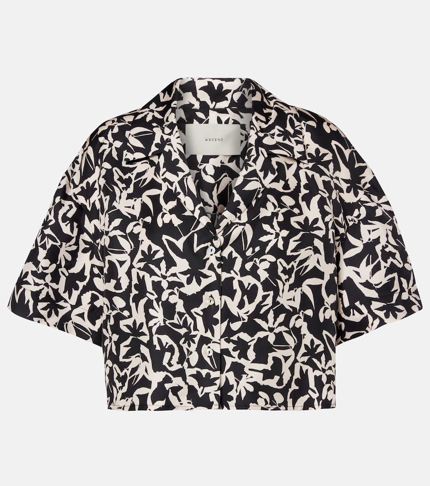 Lincoln printed cropped silk twill shirt