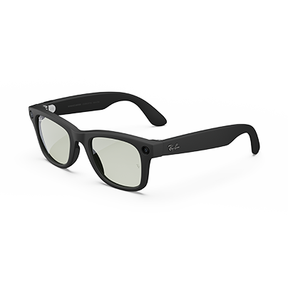 Refurbished Ray-Ban Meta Wayfarer Gen 1, Matte Black / Clear to G-15 Green Transitions®, Large, High Bridge Fit