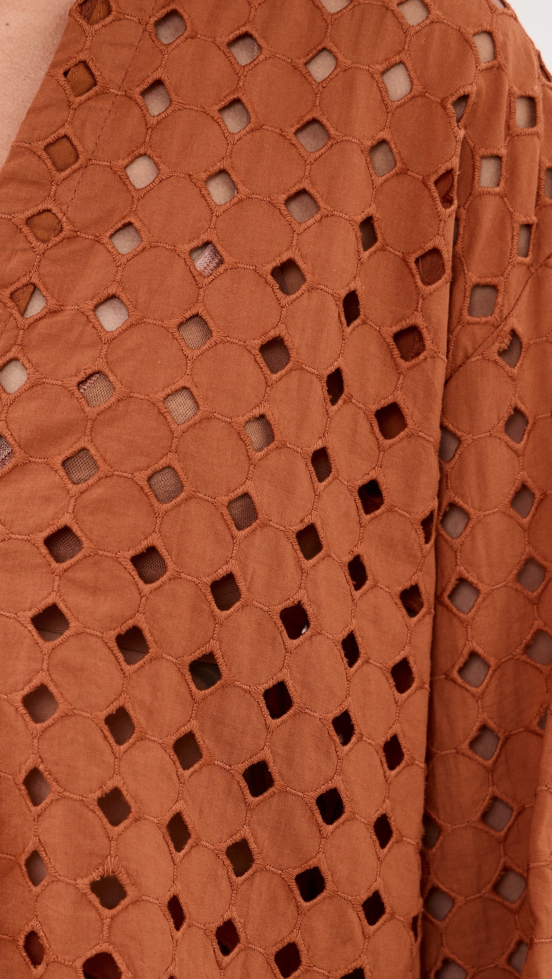 Brown Castanha Cuffed Eyelet Shirt Brown Castanha