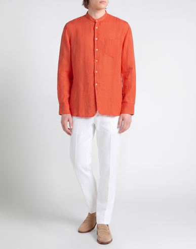 Man Shirt Tomato red Size L Linen