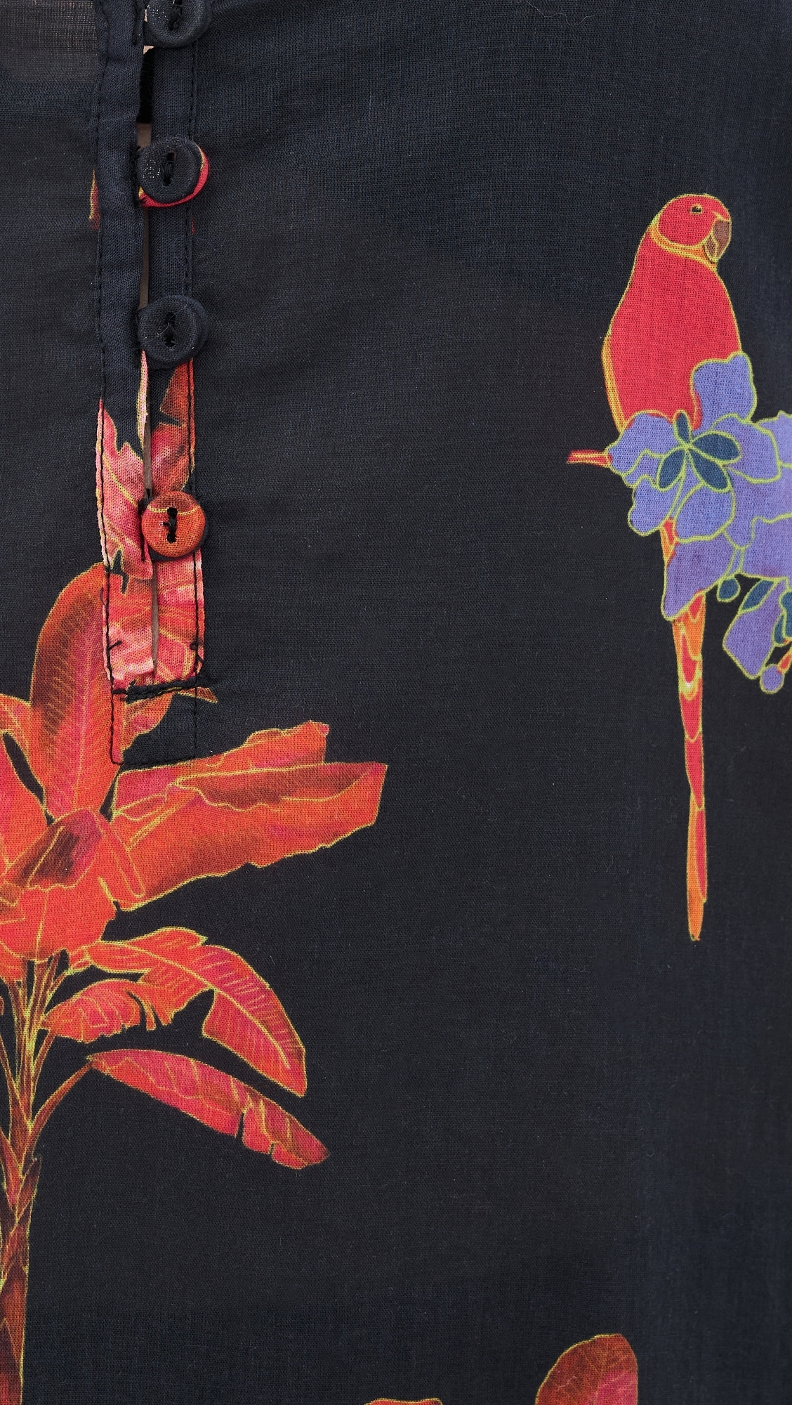 Marjorie Maxi Caftan Palm Forest Black One Size