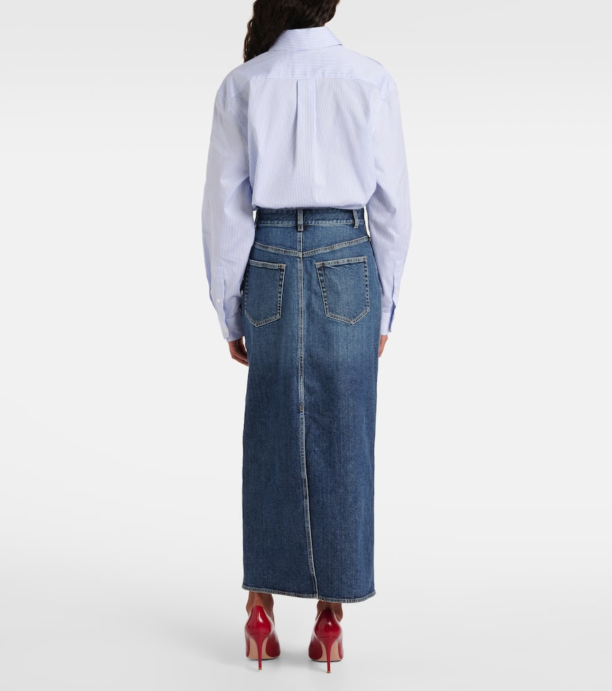 High-rise denim maxi skirt