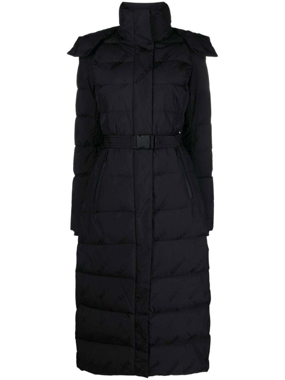 Padded hooded maxi coat - Black