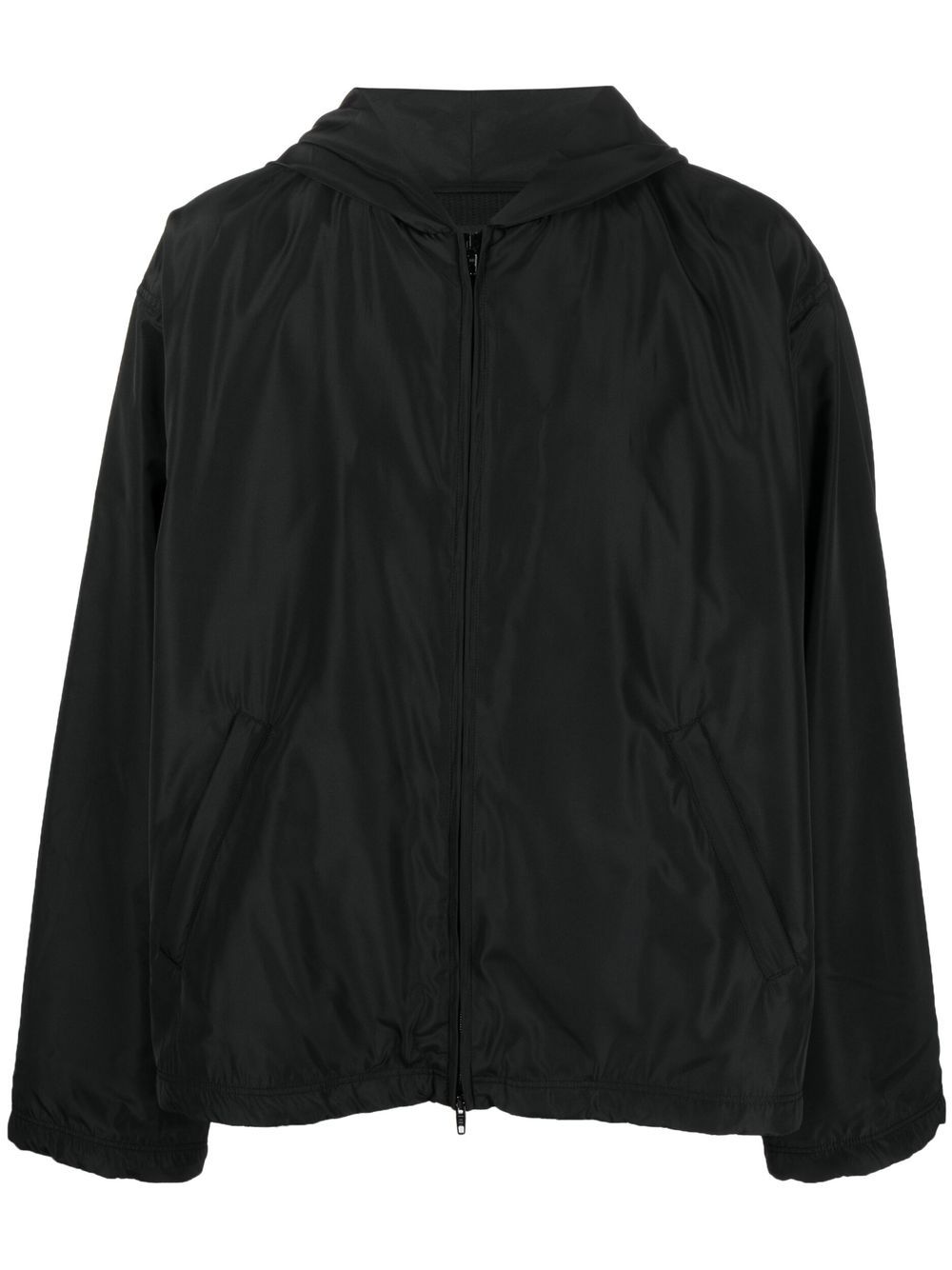 Logo-print hooded windbreaker - Black