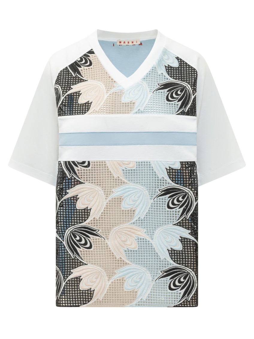 Multicolor Floral V Neck T-Shirt