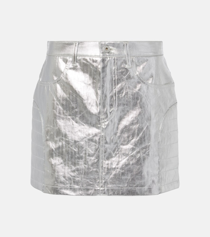 Metallic-effect cotton miniskirt