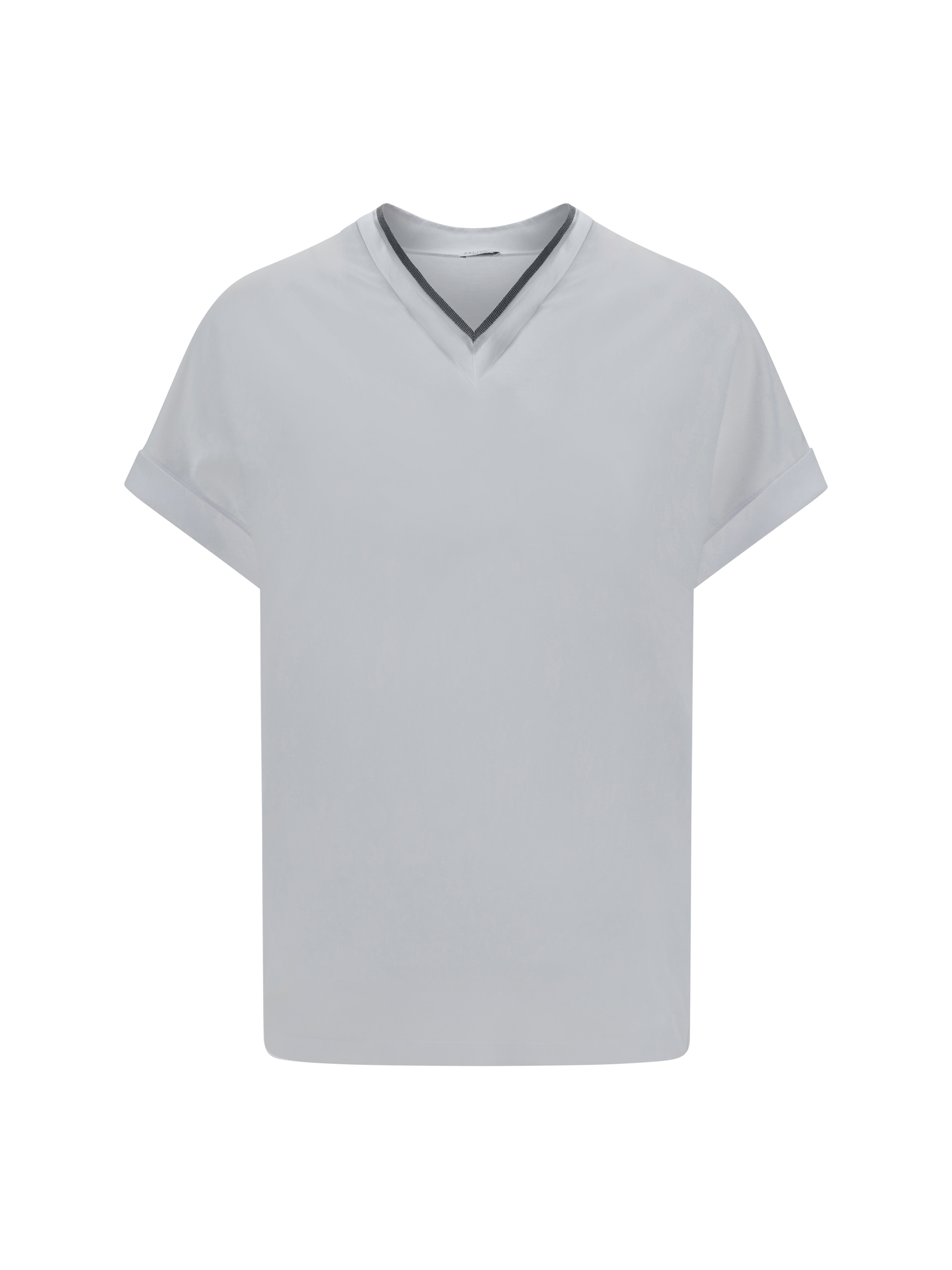 Contrast-trim V-neck T-shirt