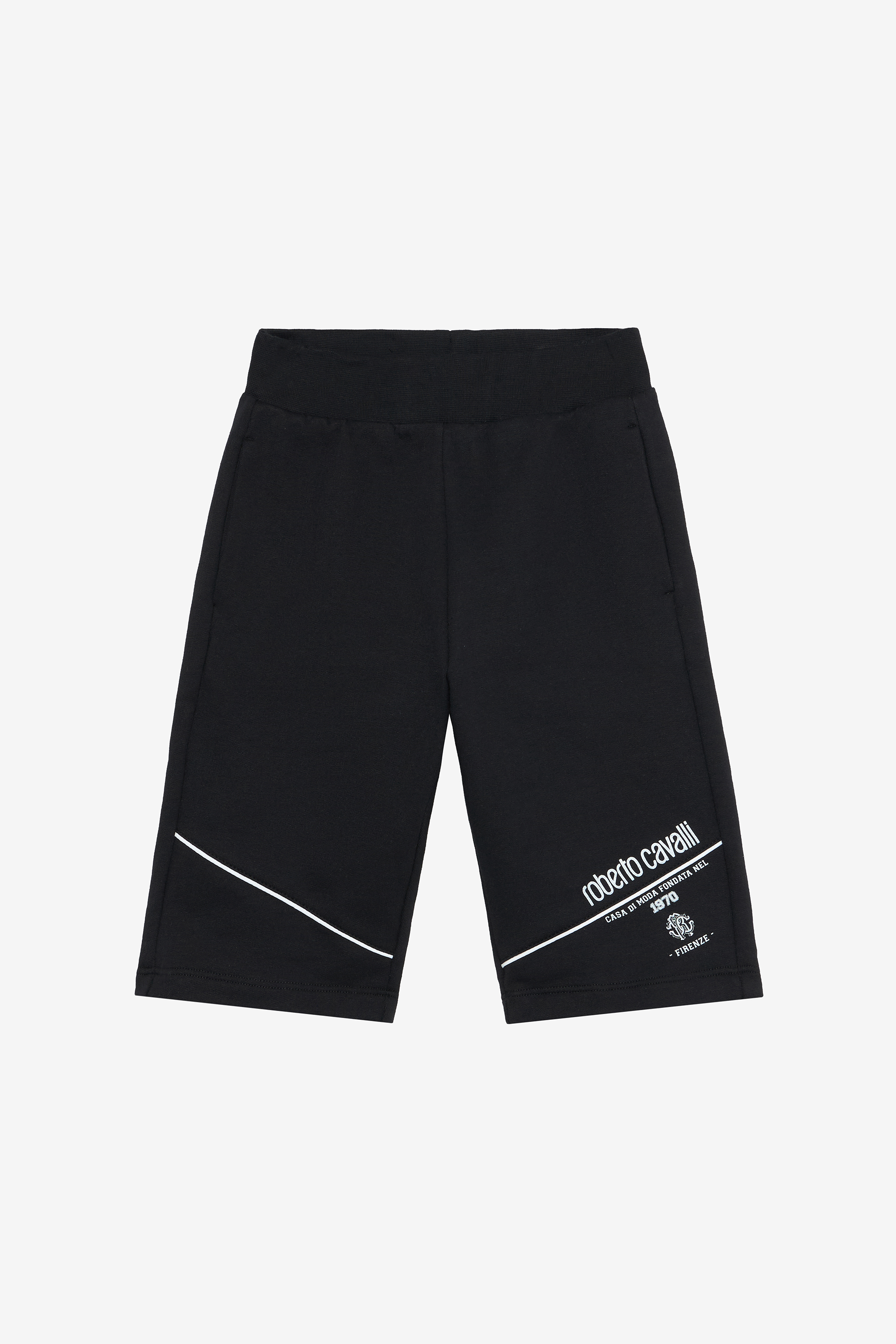 Black Bermuda Shorts With Logo And Rc Monogram