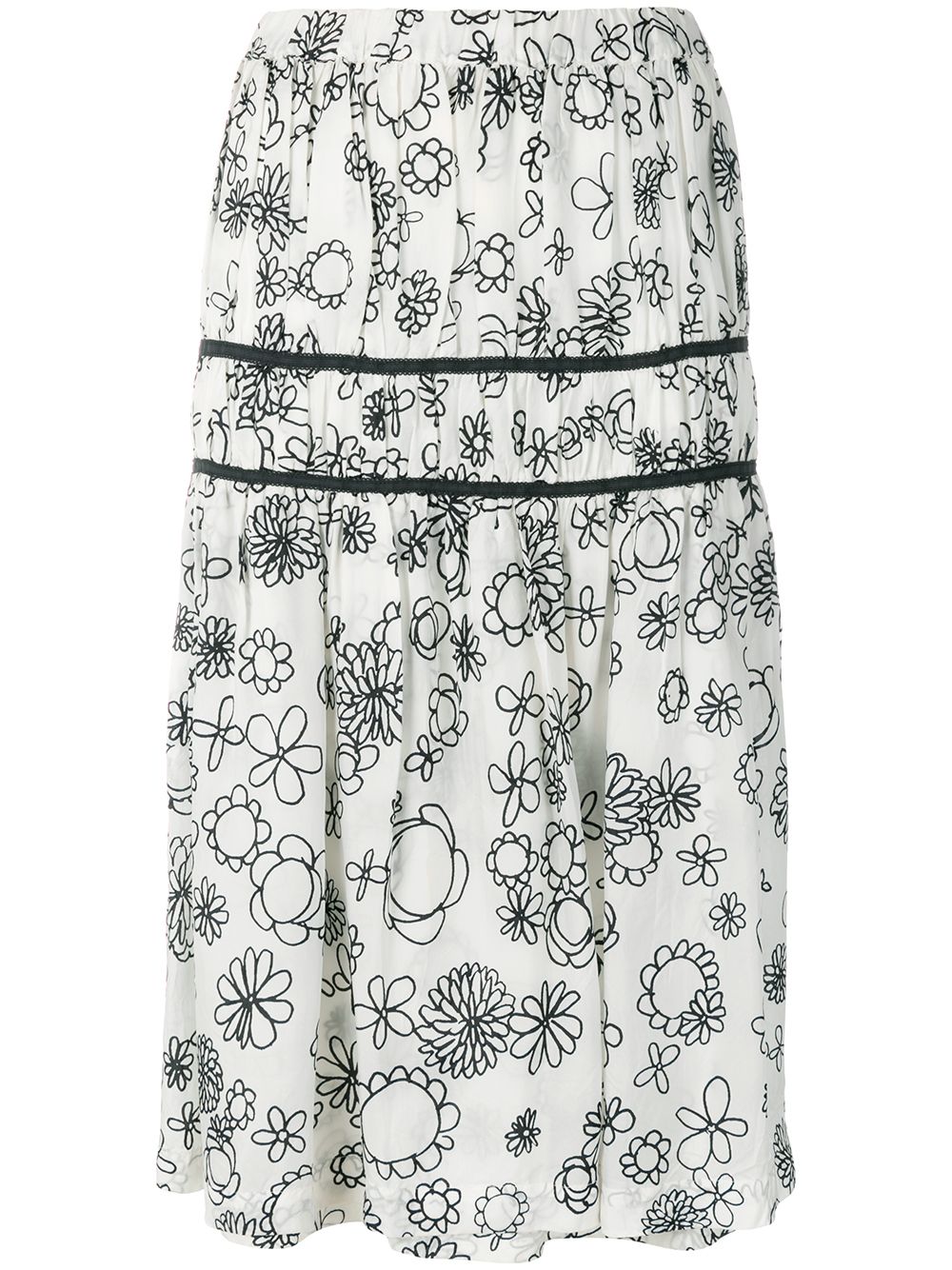 Floral gathered skirt - White