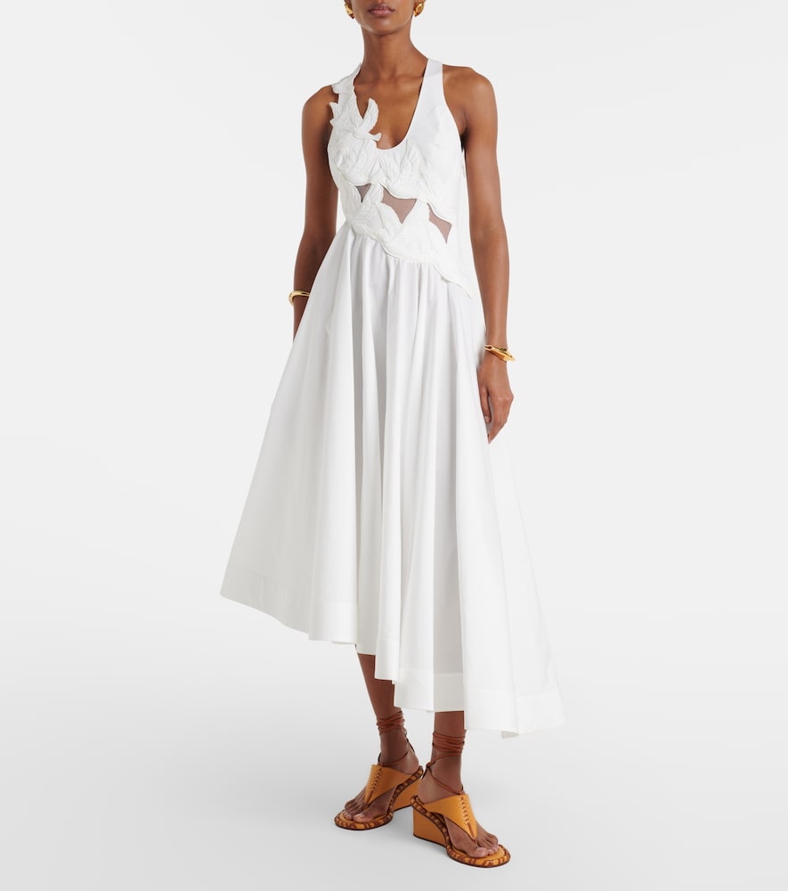Luna patch-appliqué cotton midi dress