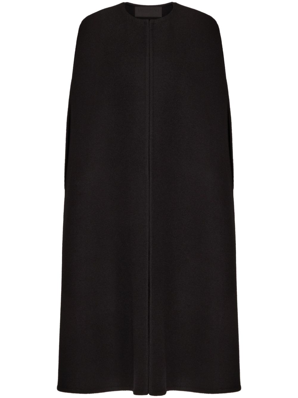 Crew-neck cape coat - Black