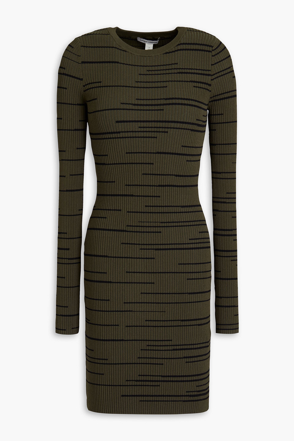 Striped ribbed-knit mini dress - Green - S