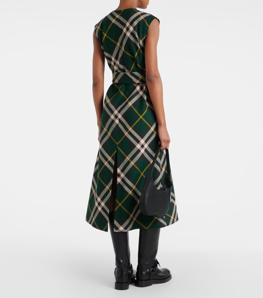 Check wool midi dress