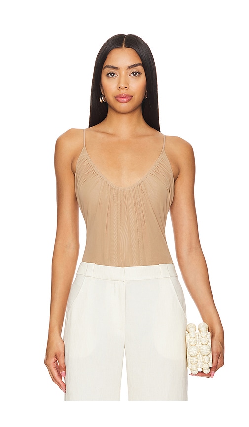 L'AGENCE BODY AVEC FRONCES GELINA en Tan.  XL. Also en