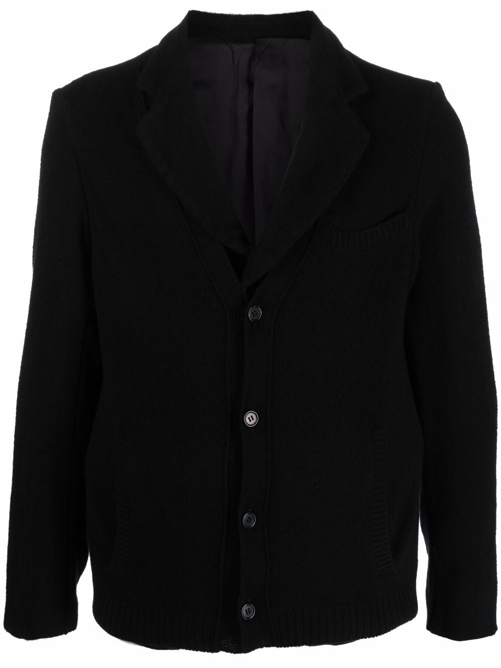 Single-breasted knitted blazer - Black