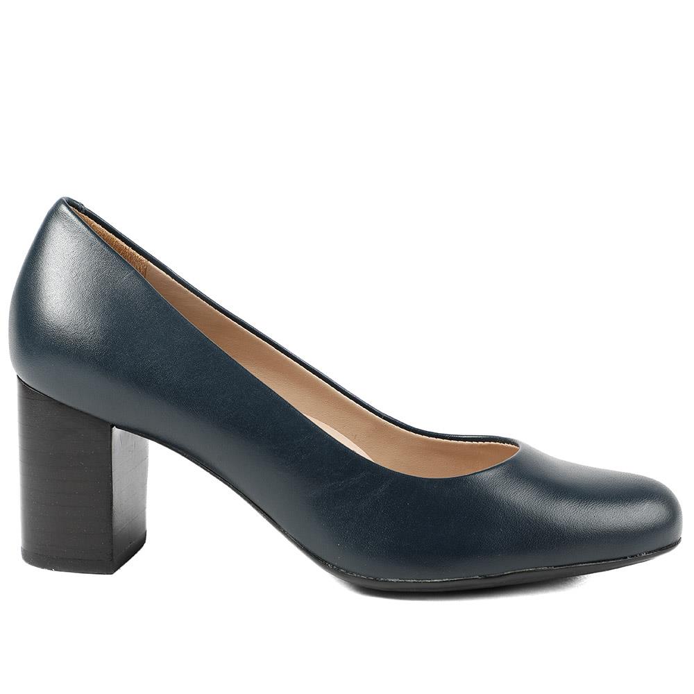 Jones Bootmaker Womens Xantara Leather Block Heel Court Shoes - Navy