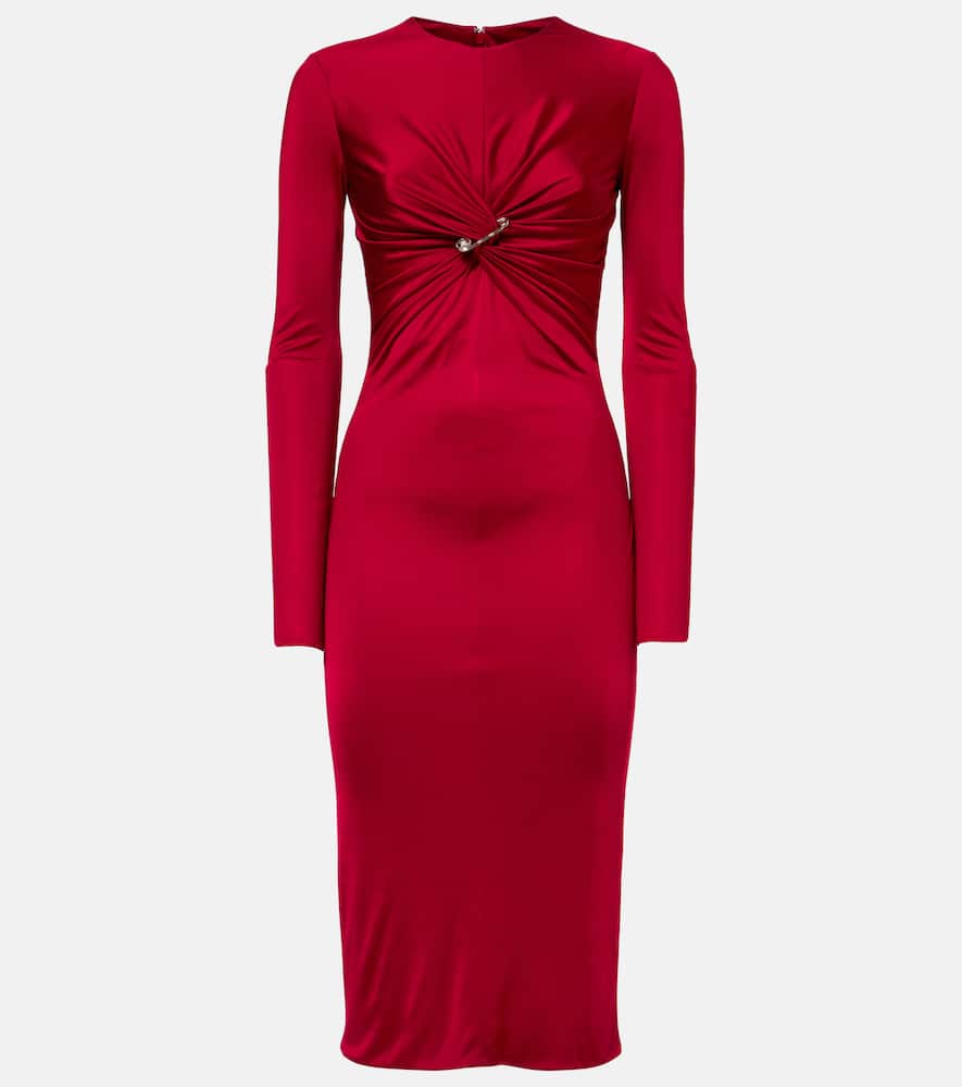 Safety Pin gathered jersey midi dress
