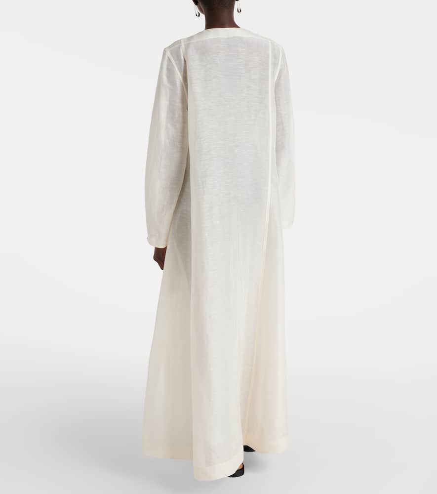Pleated linen and silk kaftan