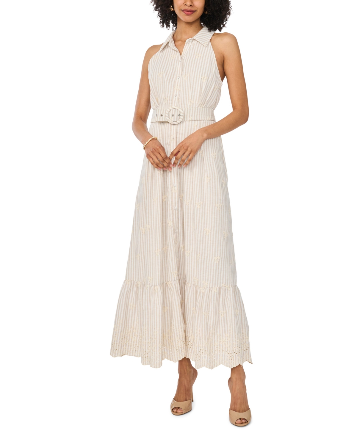 Women's Collared V-Neck Maxi Dress - Birch