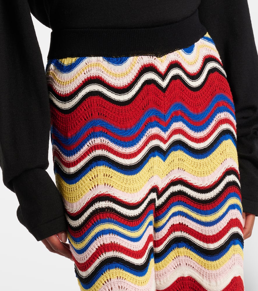 Chevron crochet cotton wide-leg pants
