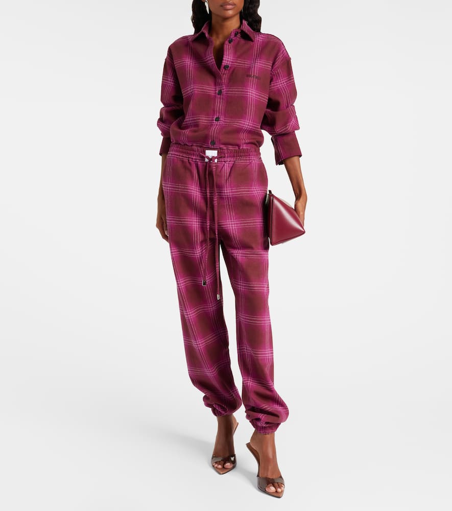 Checked cotton flannel sweatpants