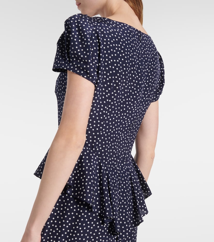 Polka-dot silk midi dress