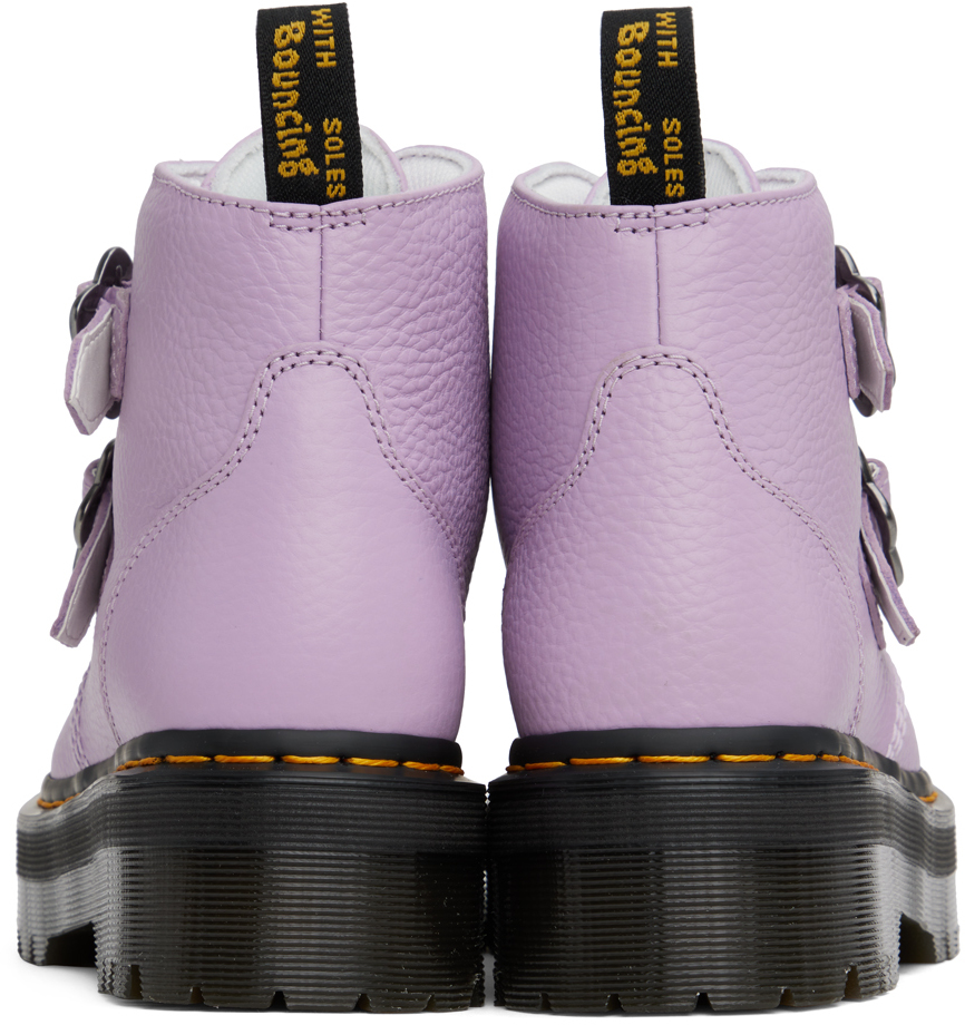 Purple Devon Flower Buckle Platform Boots