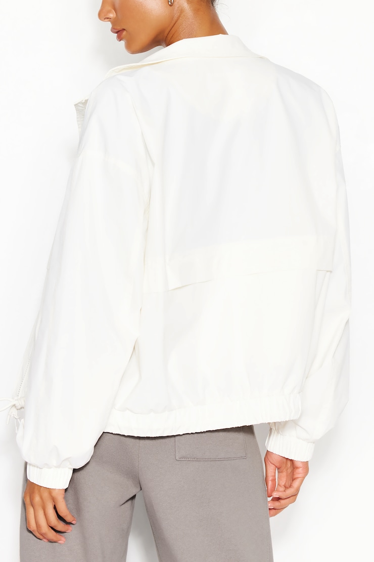 Long Windbreaker - White - Women Clothing