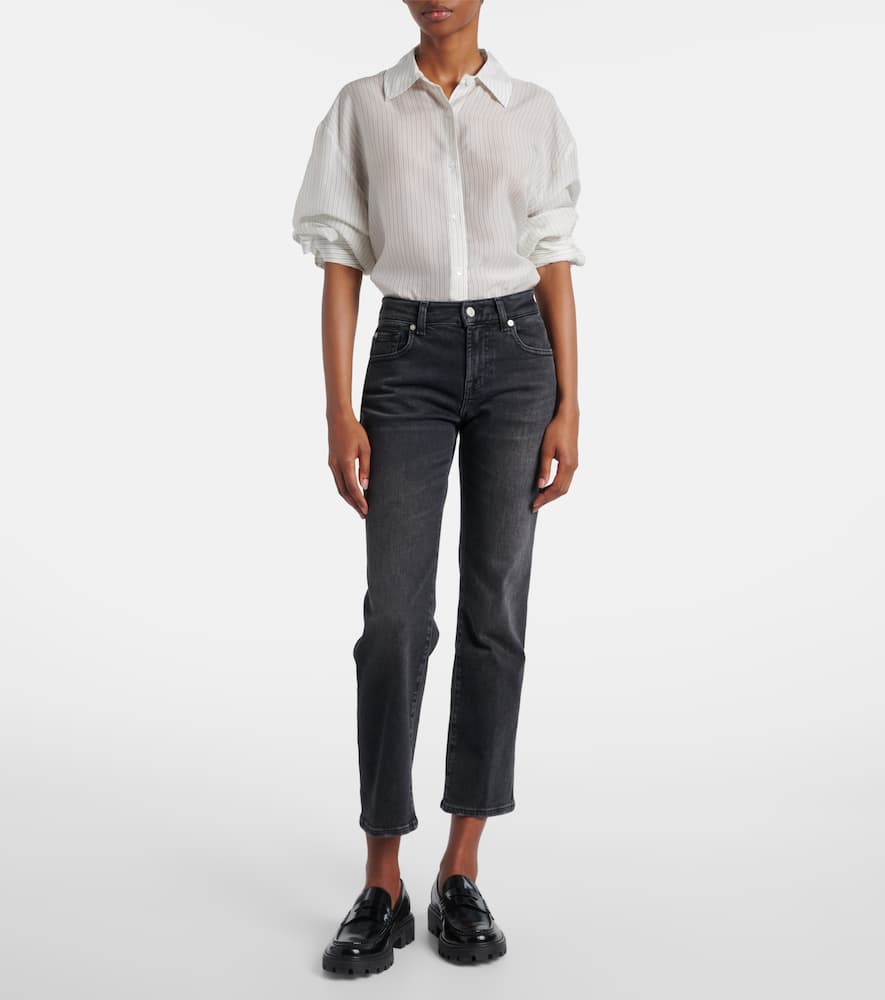 Calie Straight cropped mid-rise straight jeans