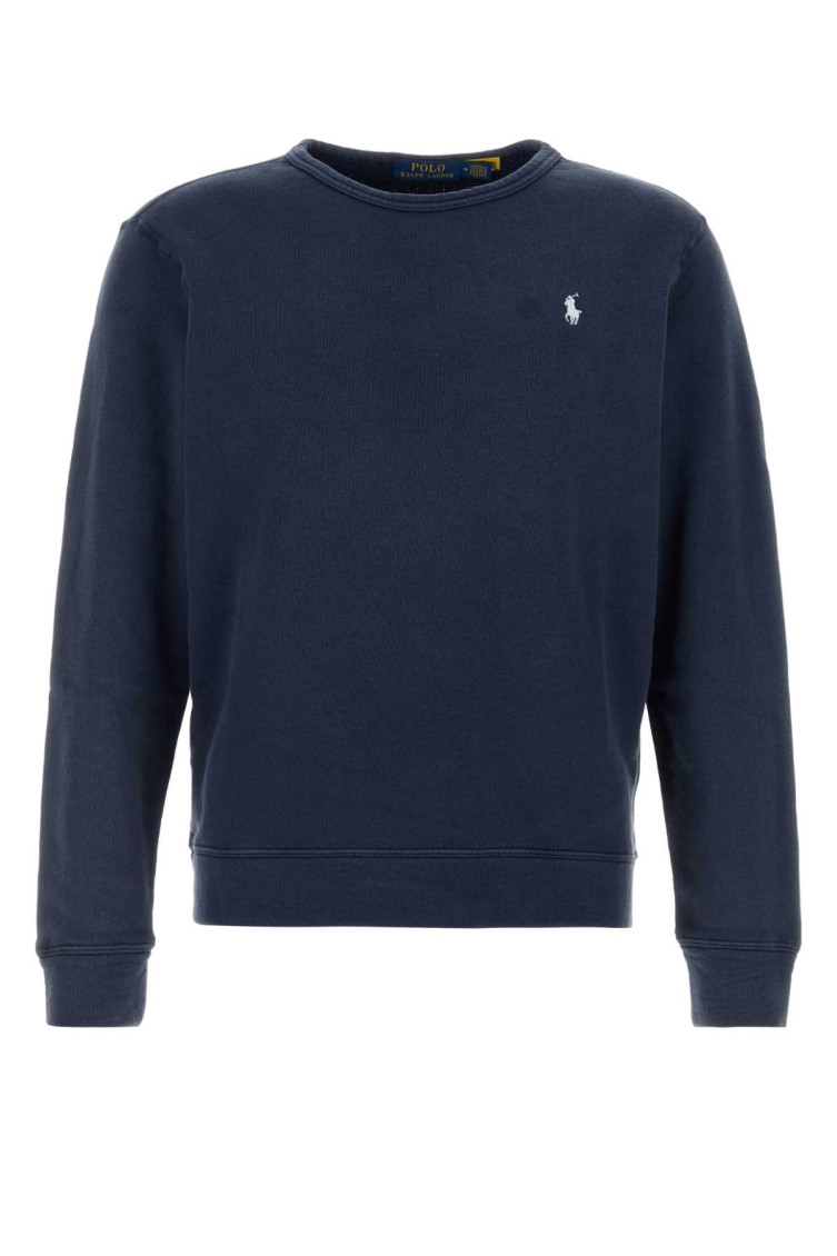 Navy Blue Cotton Blend Sweatshirt