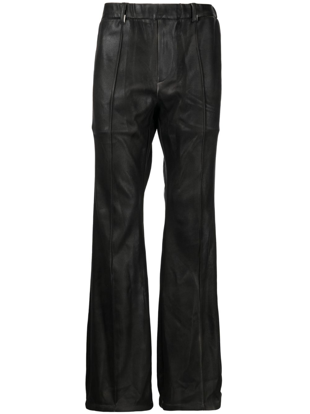 Elastic-waist straight-leg trousers - Black