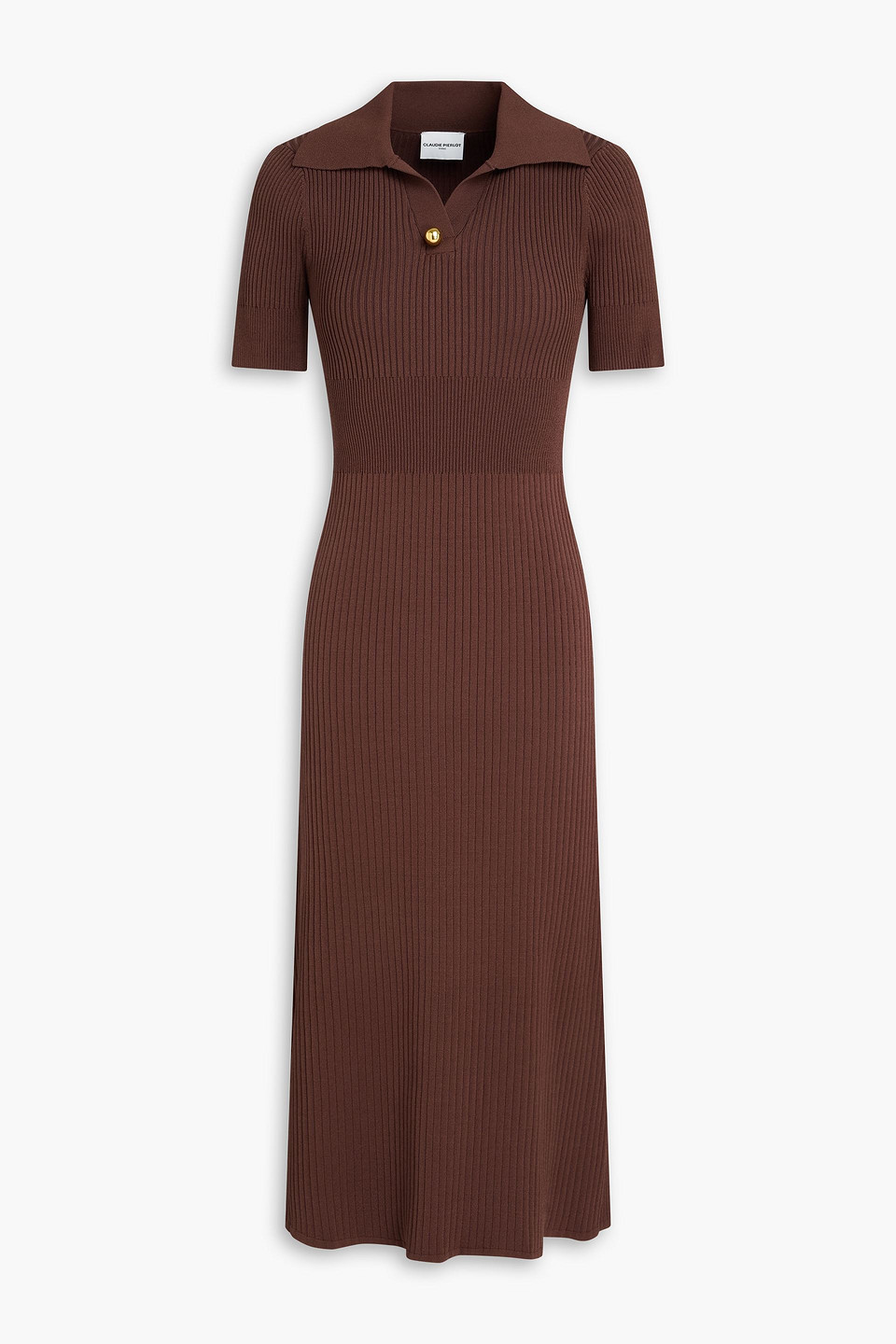 Ribbed-knit midi dress - Brown - XS