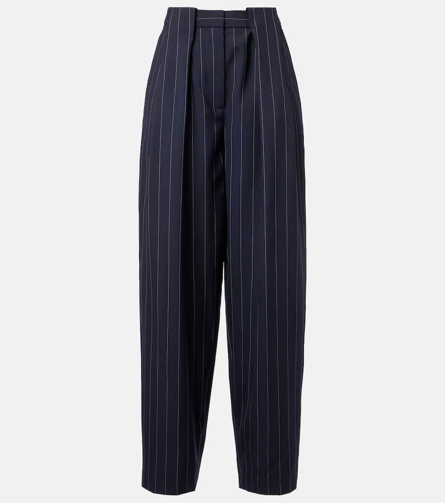 Pinstripe wool tapered pants