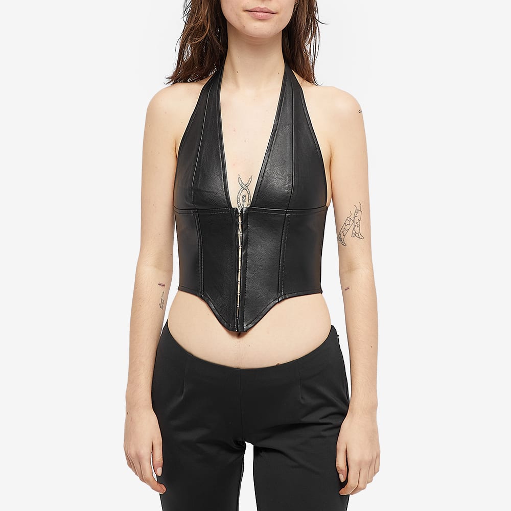 Women's Mara Halterneck Vegan Leather Corset in Black, Size X-Small