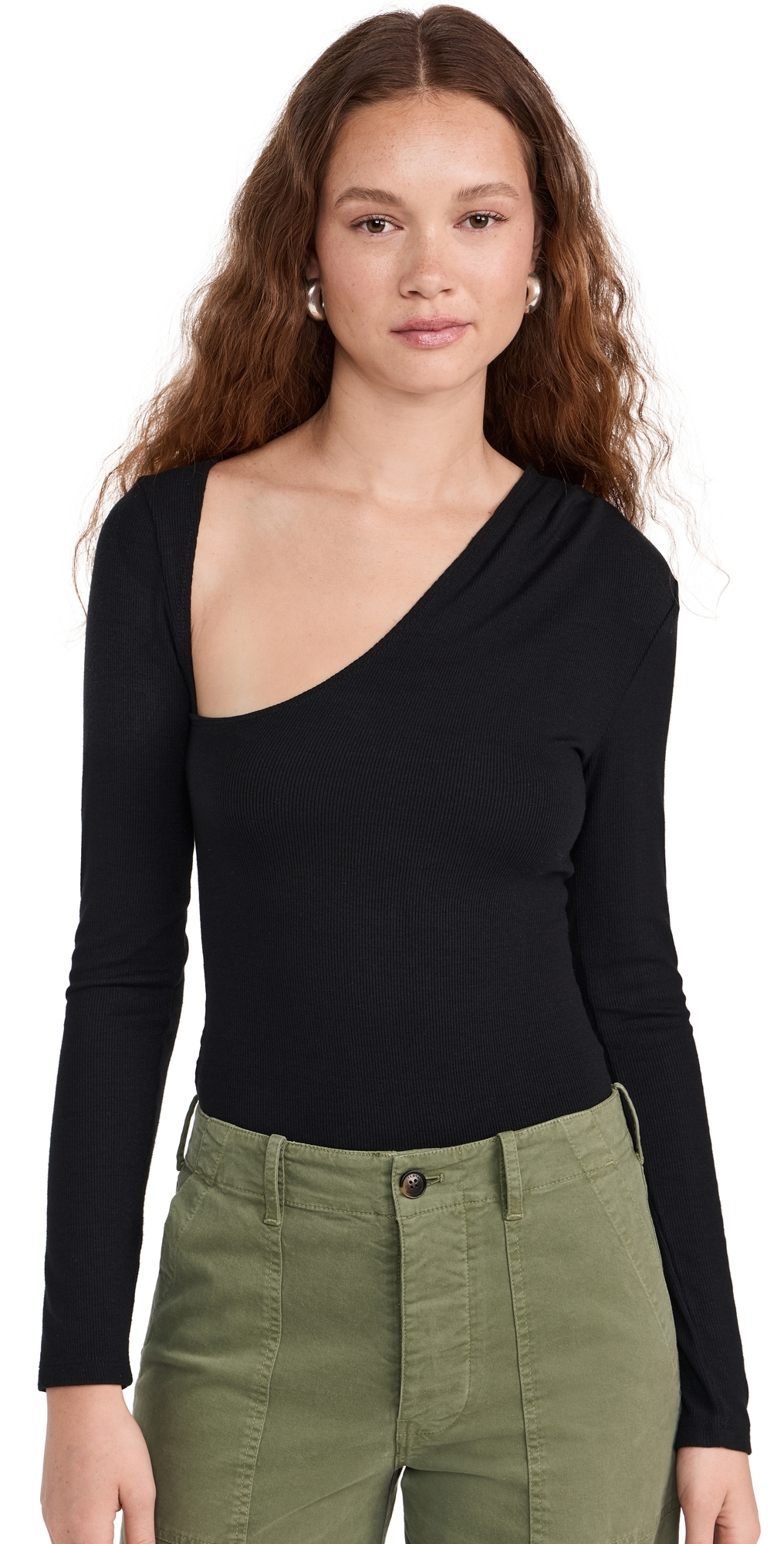 Ambitionist 여성 Triangle Ribbed Thong Bodysuit Black