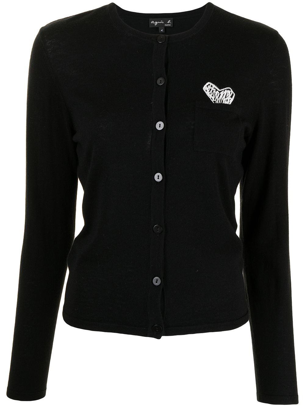 Patch-detail knitted cardigan - Black