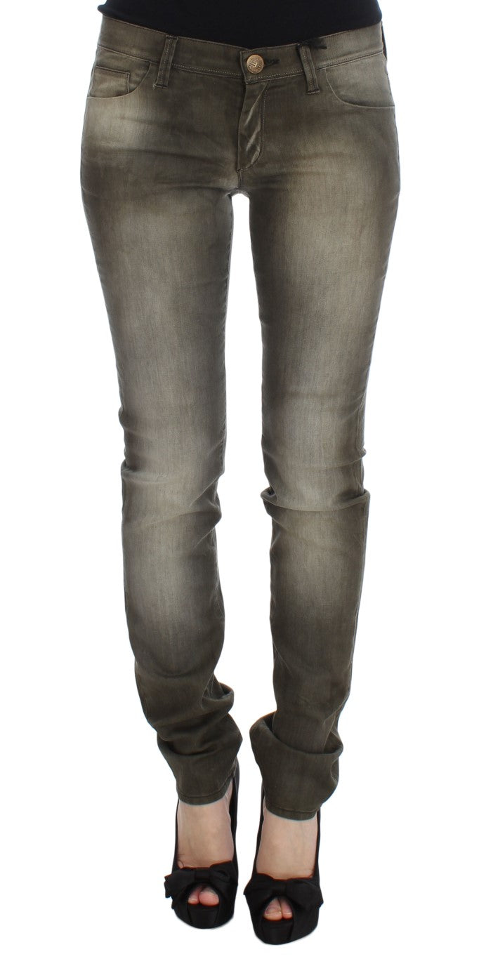 Cotton Blend Slim Fit Jeans — Gray