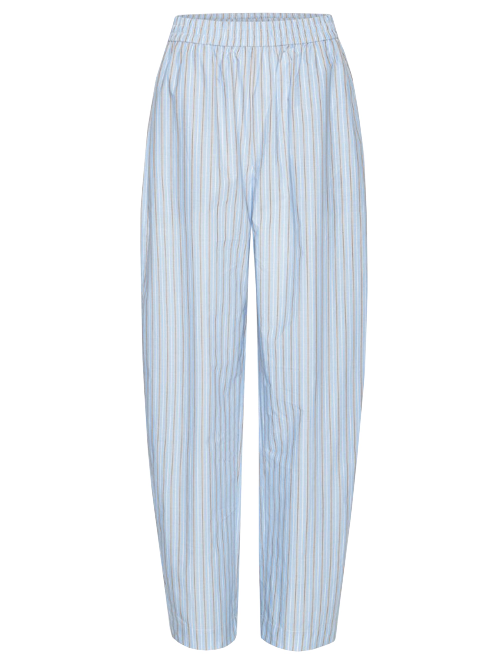 Women's Striped Poplin Pull-On Pants with Elastic Waistband and Side Pockets