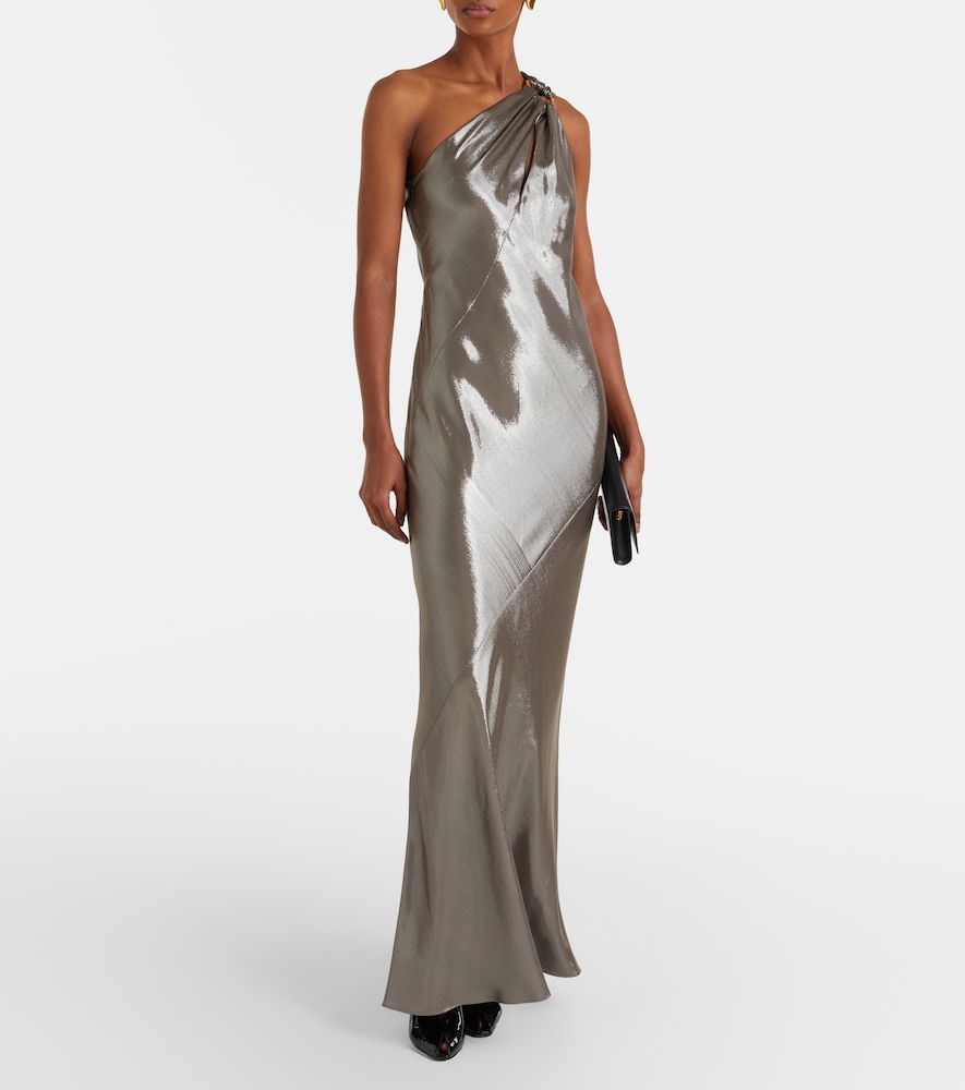 Odissea one-shoulder lamé gown