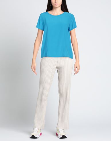 Woman Top Azure Size M Silk, Elastane